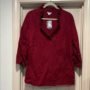 Crown & Ivy Deep Red Ruffled Blouse